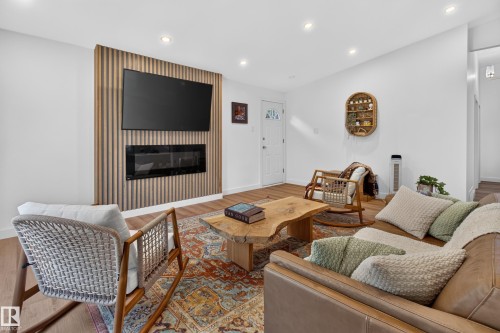 33 Hazel Street, Sherwood Park, AB - Indoor Photo Showing Living Room With Fireplace