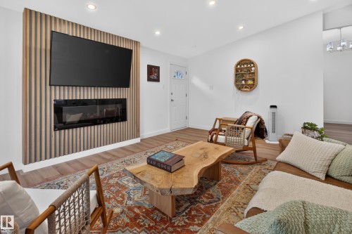 33 Hazel Street, Sherwood Park, AB - Indoor Photo Showing Living Room With Fireplace