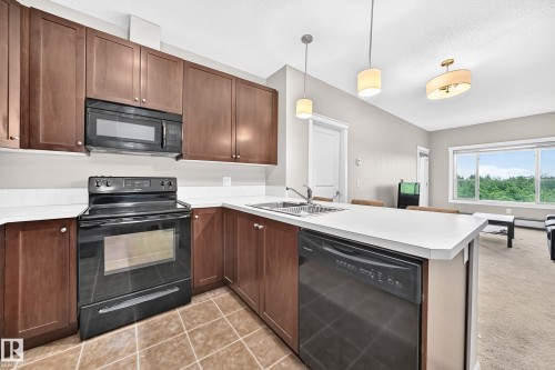 #411 3715 Whitelaw Ln Nw, Edmonton, AB - Indoor Photo Showing Kitchen With Double Sink