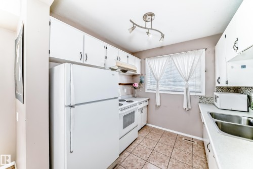 100 Dickinsfield Crest Nw, Edmonton, AB - Indoor Photo Showing Kitchen With Double Sink