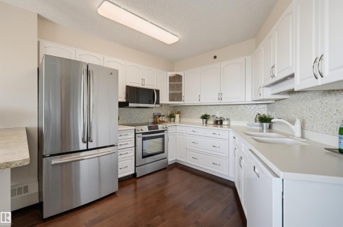 #1003 12319 Jasper Av Nw, Edmonton, AB - Indoor Photo Showing Kitchen With Double Sink With Upgraded Kitchen