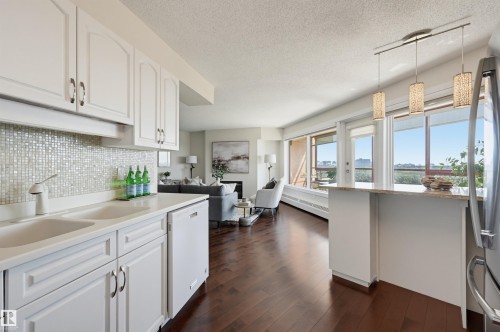 #1003 12319 Jasper Av Nw, Edmonton, AB - Indoor Photo Showing Kitchen With Upgraded Kitchen