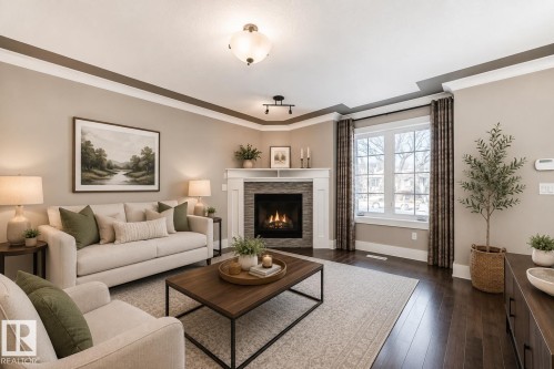 10711 70 Avenue Nw, Edmonton, AB - Indoor Photo Showing Living Room With Fireplace