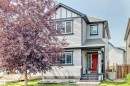 Contemporary two-story residence featuring light gray siding and dark trim accents - 17508 58 Street Nw, Edmonton, AB  - Outdoor 