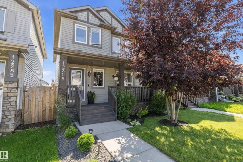 Contemporary two-story residence featuring grey siding and dark trim accents - 12305 173A Avenue Nw, Edmonton, AB - Outdoor