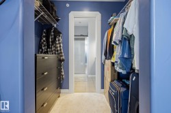 Walk-in closet with carpet flooring and overhead wire shelving - 