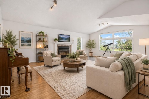 387 Foxboro Way, Sherwood Park, AB - Indoor Photo Showing Living Room With Fireplace