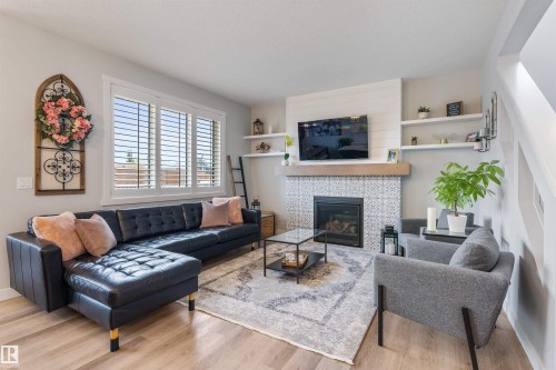 23 Jamison Crescent, St. Albert, AB - Indoor Photo Showing Living Room With Fireplace