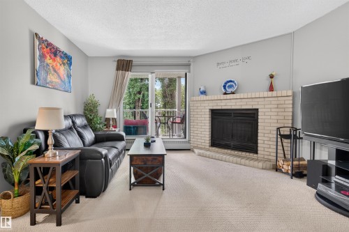 #302 11020 19 Av Nw, Edmonton, AB - Indoor Photo Showing Living Room With Fireplace