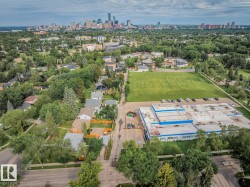 Aerial perspective showcasing a residential area with varied housing styles - 