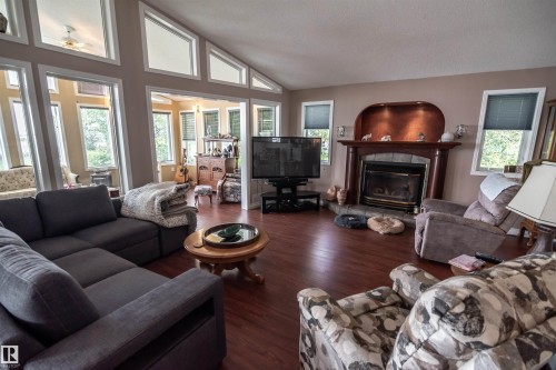 4740 Sunset Drive, Rural Lac Ste. Anne County, AB - Indoor Photo Showing Living Room With Fireplace