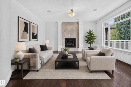 3308 Somerset Drive, Sherwood Park, AB - Indoor Photo Showing Living Room With Fireplace