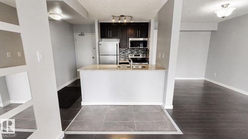 #1305 10160 116 St Nw, Edmonton, AB - Indoor Photo Showing Kitchen With Double Sink