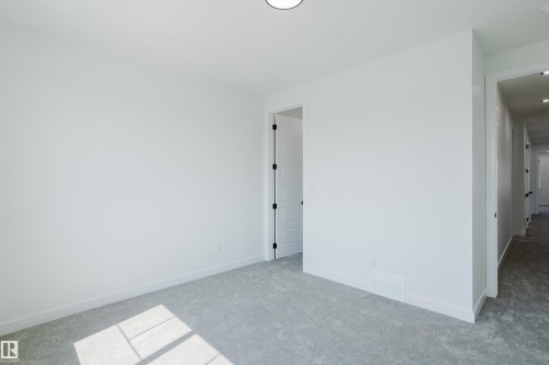 Bright room with light gray carpeting, white walls, and a modern flush-mount ceiling light - 8728 182 Avenue Nw, Edmonton, AB - Indoor Photo Showing Other Room