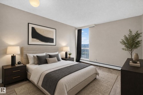 Virtually staged. - #1804 10883 Saskatchewan Dr Nw, Edmonton, AB - Indoor Photo Showing Bedroom