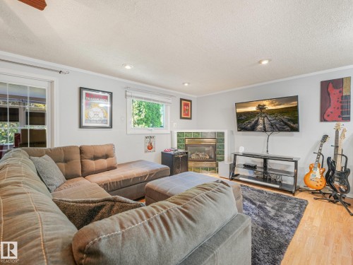 3527 41 Avenue Nw, Edmonton, AB - Indoor Photo Showing Living Room With Fireplace