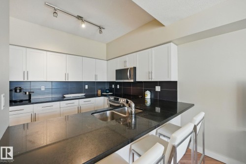 #2701 10136 104 St Nw, Edmonton, AB - Indoor Photo Showing Kitchen With Double Sink With Upgraded Kitchen