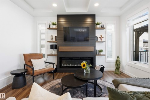 4618 170A Avenue Nw, Edmonton, AB - Indoor Photo Showing Living Room With Fireplace