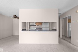 Kitchen pass-through with a stone-finish countertop - 