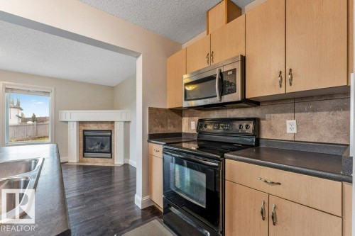 3545 11 Street Nw, Edmonton, AB - Indoor Photo Showing Kitchen With Fireplace