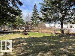 Expansive exterior featuring mature evergreen trees, a fire pit area, and a grassy lawn - 