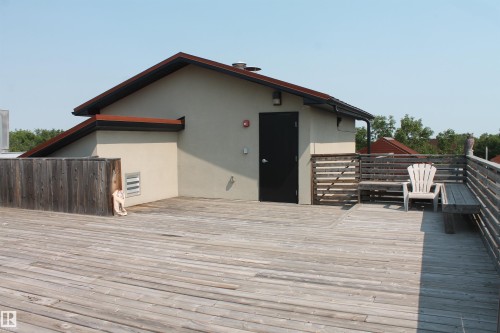 Roof Top Patio Entrance From Inside The Building. - #203 10006 83 Av Nw, Edmonton, AB - Outdoor With Deck Patio Veranda With Exterior