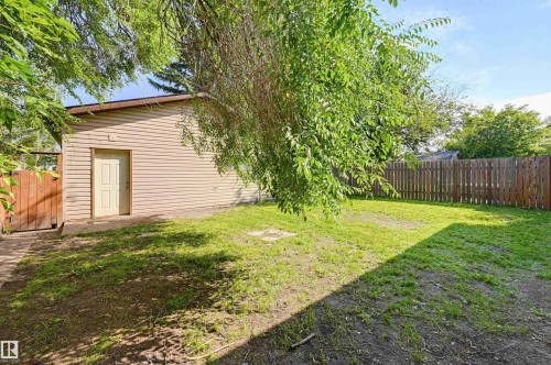 Spacious backyard with a privacy fence and mature trees - 7754 80 Avenue Nw, Edmonton, AB - Outdoor