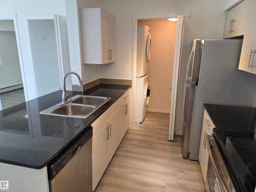 #309 5816 Mullen Pl Nw, Edmonton, AB - Indoor Photo Showing Kitchen With Double Sink