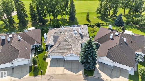 Aerial perspective highlighting the property's proximity to a golf course - 120 Ironwood Place Nw, Edmonton, AB - Outdoor