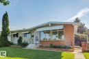 Mid-century modern residence featuring a stucco and brick exterior - 12835 91 Street Nw, Edmonton, AB  - Outdoor 
