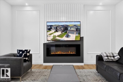52 Edgefield Way, St. Albert, AB - Indoor Photo Showing Living Room With Fireplace