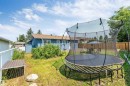 Expansive backyard featuring a partial privacy fence, mature trees, and a visible exterior of the property - 7419 33 Avenue Nw, Edmonton, AB  - Outdoor 