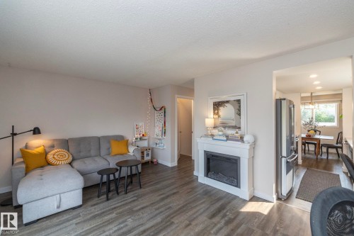 10552 Beaumaris Road Nw, Edmonton, AB - Indoor Photo Showing Living Room With Fireplace