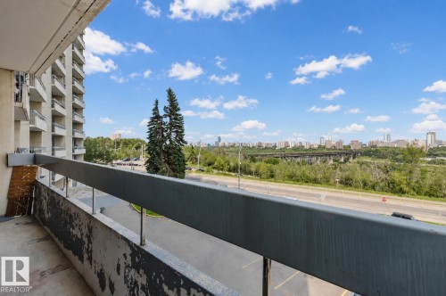 Balcony presenting urban skyline and greenbelt scenery - #303 10883 Saskatchewan Dr Nw, Edmonton, AB - Outdoor With Balcony With View