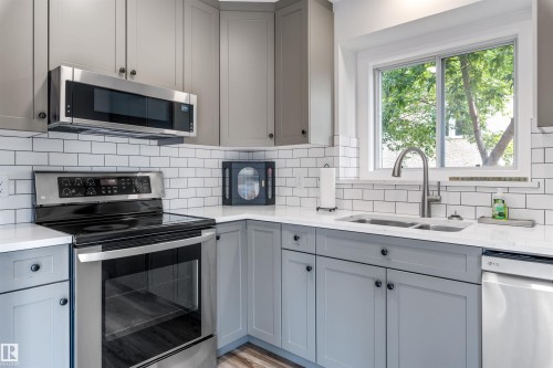 3 Denault Place, St. Albert, AB - Indoor Photo Showing Kitchen With Double Sink