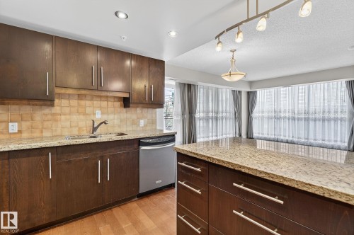 #203 10046 117 St Nw, Edmonton, AB - Indoor Photo Showing Kitchen With Double Sink