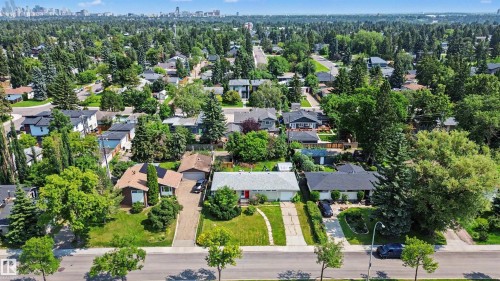 Residential neighborhood featuring mature trees and established properties - 8215 149 Street Nw, Edmonton, AB - Outdoor With View