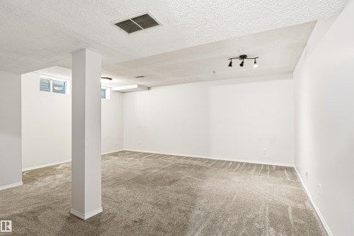 Spacious room featuring light gray carpeting, white painted walls, and a textured ceiling - 281 Vantage Lane, Sherwood Park, AB - Indoor Photo Showing Other Room