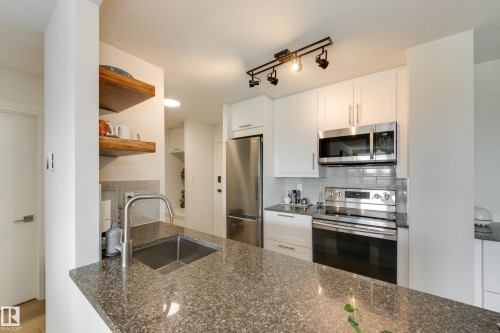 #502 9835 113 St Nw, Edmonton, AB - Indoor Photo Showing Kitchen With Upgraded Kitchen