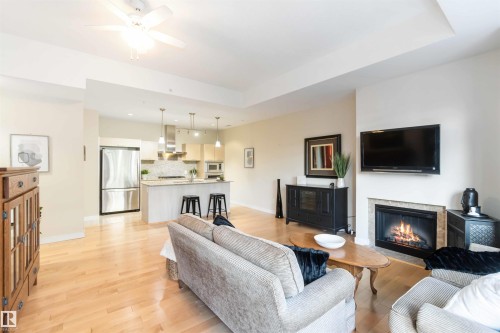 #108 2504 109 St Nw, Edmonton, AB - Indoor Photo Showing Living Room With Fireplace