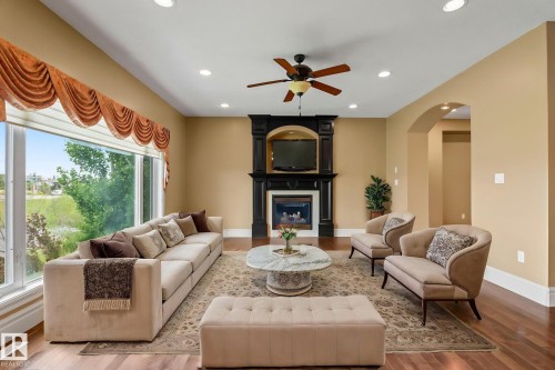 5320 Mullen Bend Nw, Edmonton, AB - Indoor Photo Showing Living Room With Fireplace