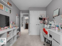 Neutral gray walls complementing light-toned carpet flooring throughout - 