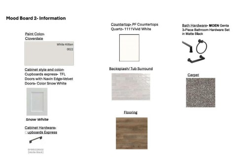 Mood Board 2 - Information. Displaying material and finish selections for the property - #5 18004 89 St Nw, Edmonton, AB - Other