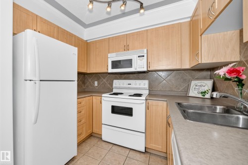 #105 9938 104 St Nw, Edmonton, AB - Indoor Photo Showing Kitchen With Double Sink