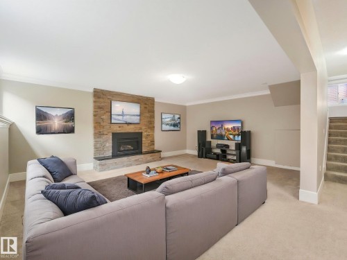 5708 144 Street Nw, Edmonton, AB - Indoor Photo Showing Living Room With Fireplace