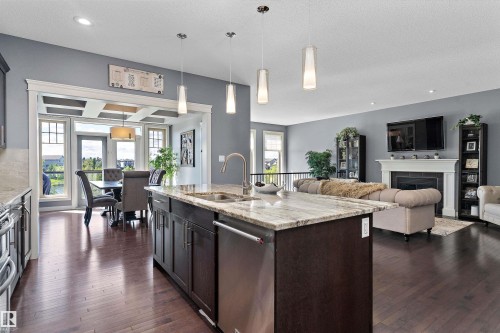 1708 32 Street Nw, Edmonton, AB - Indoor Photo Showing Kitchen With Fireplace With Double Sink With Upgraded Kitchen