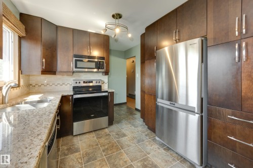 8003 136 Avenue Nw, Edmonton, AB - Indoor Photo Showing Kitchen With Double Sink