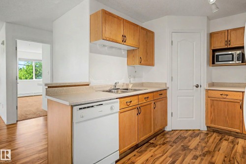 #203 8119 112 Av Nw, Edmonton, AB - Indoor Photo Showing Kitchen With Double Sink