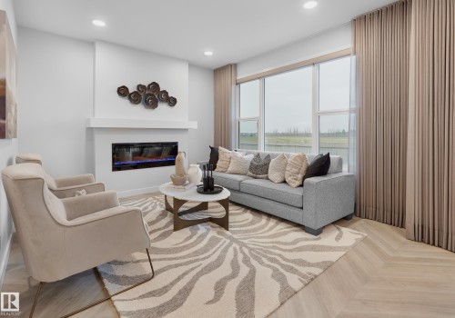 1124 Cristall Crescent Sw, Edmonton, AB - Indoor Photo Showing Living Room With Fireplace