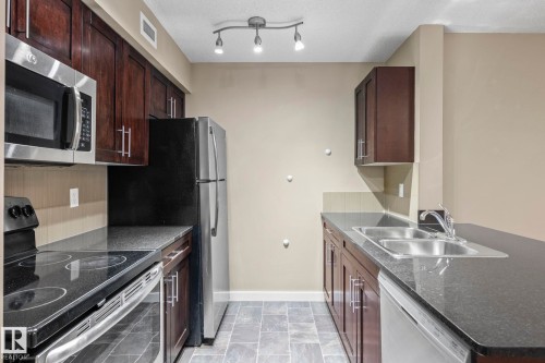 #116 12025 22 Av Sw, Edmonton, AB - Indoor Photo Showing Kitchen With Double Sink